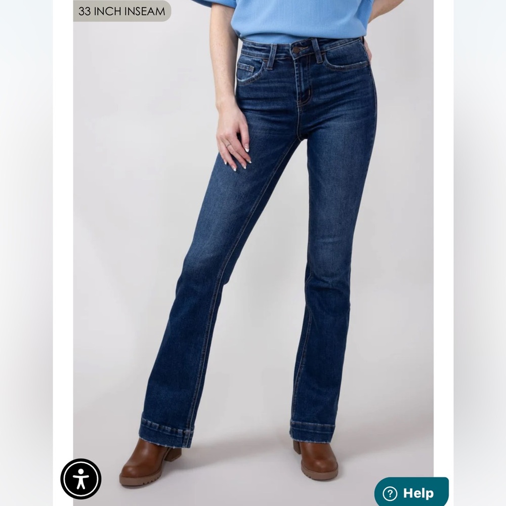 Women's Blue Flared Jeans by Vervet